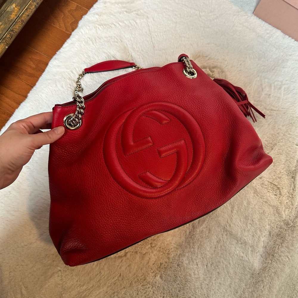 Gucci Red Leather Medium SoHo Tote